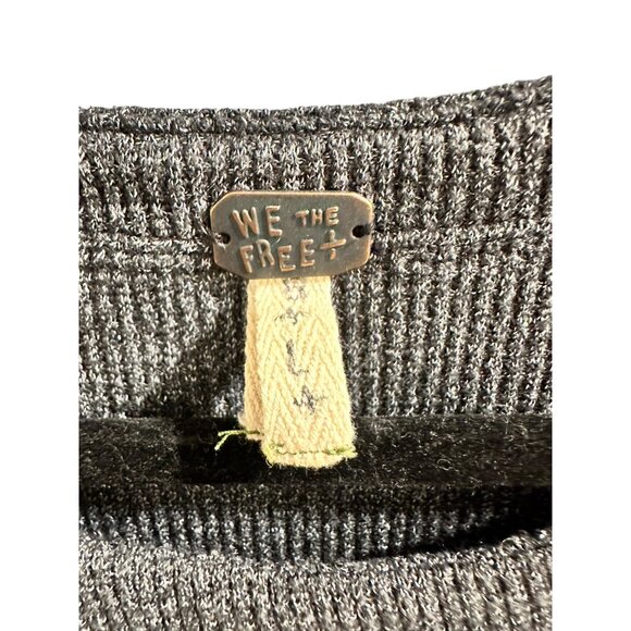 💰BOGO💰 Charcoal Gray Boho Bell Patchwork Long Sleeve Blouse sz L - Picture 4 of 8